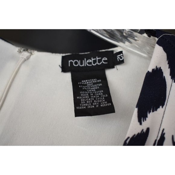 Women's Roulette Blue White Pattern Pencil Dress 12 - Picture 2 of 5